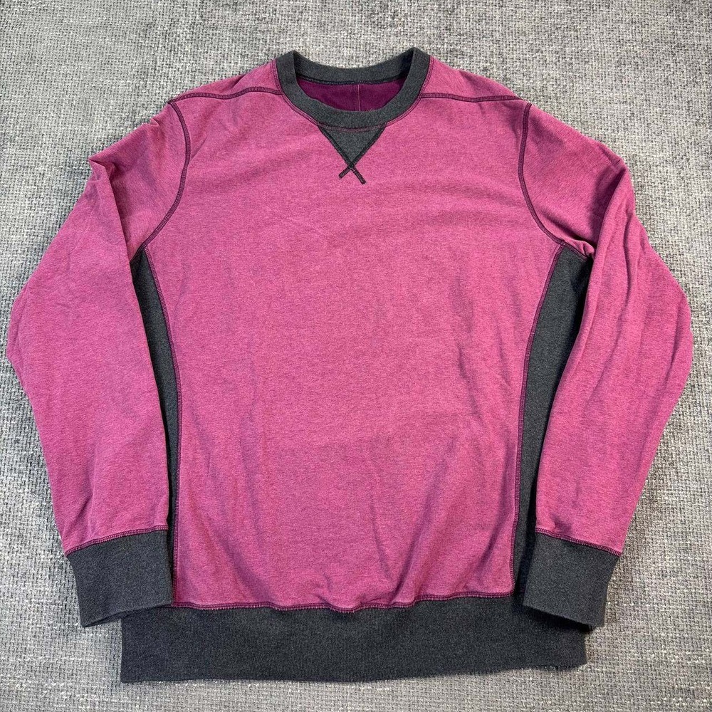 Lululemon Crewneck Sweatshirt Mens XL Magenta Gray Colorblock Thumbhole Pullover